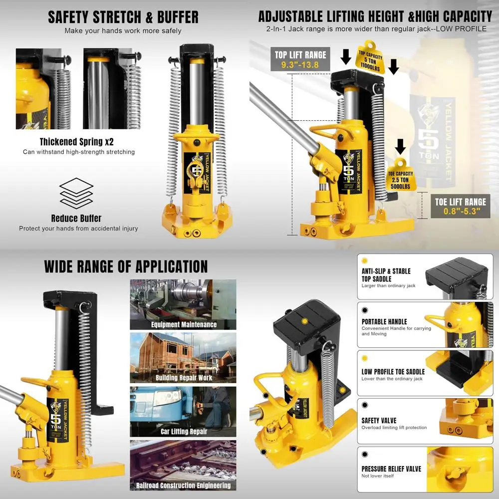

2,5-тонный носок и 5-тонный верхний гидравлический домкрат для ремонта автомобилей и промышленных автомобилей