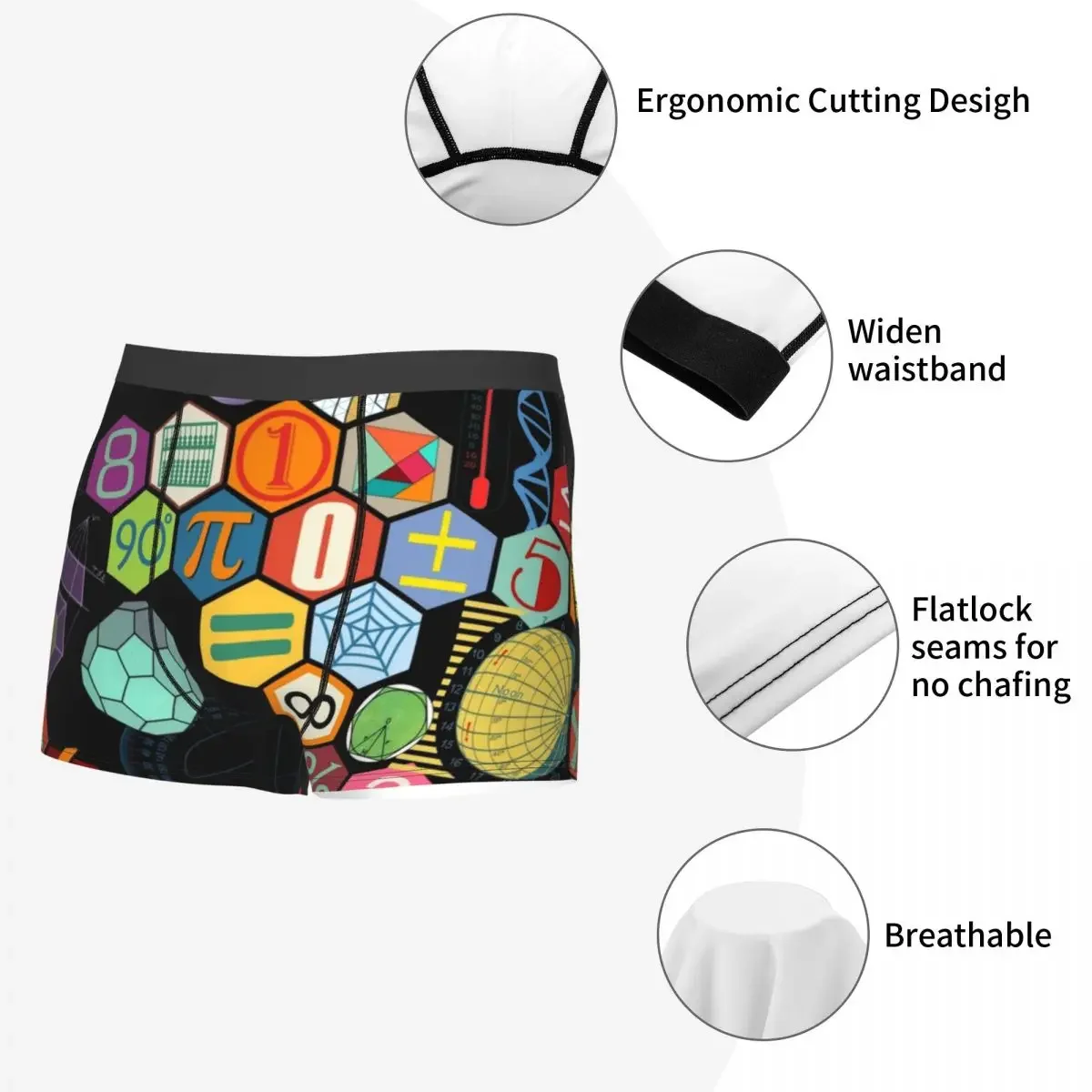 Male Novelty Math Symbol Underwear Science Mathematics Teacher Gift Boxer Briefs Stretch Shorts Panties Underpants