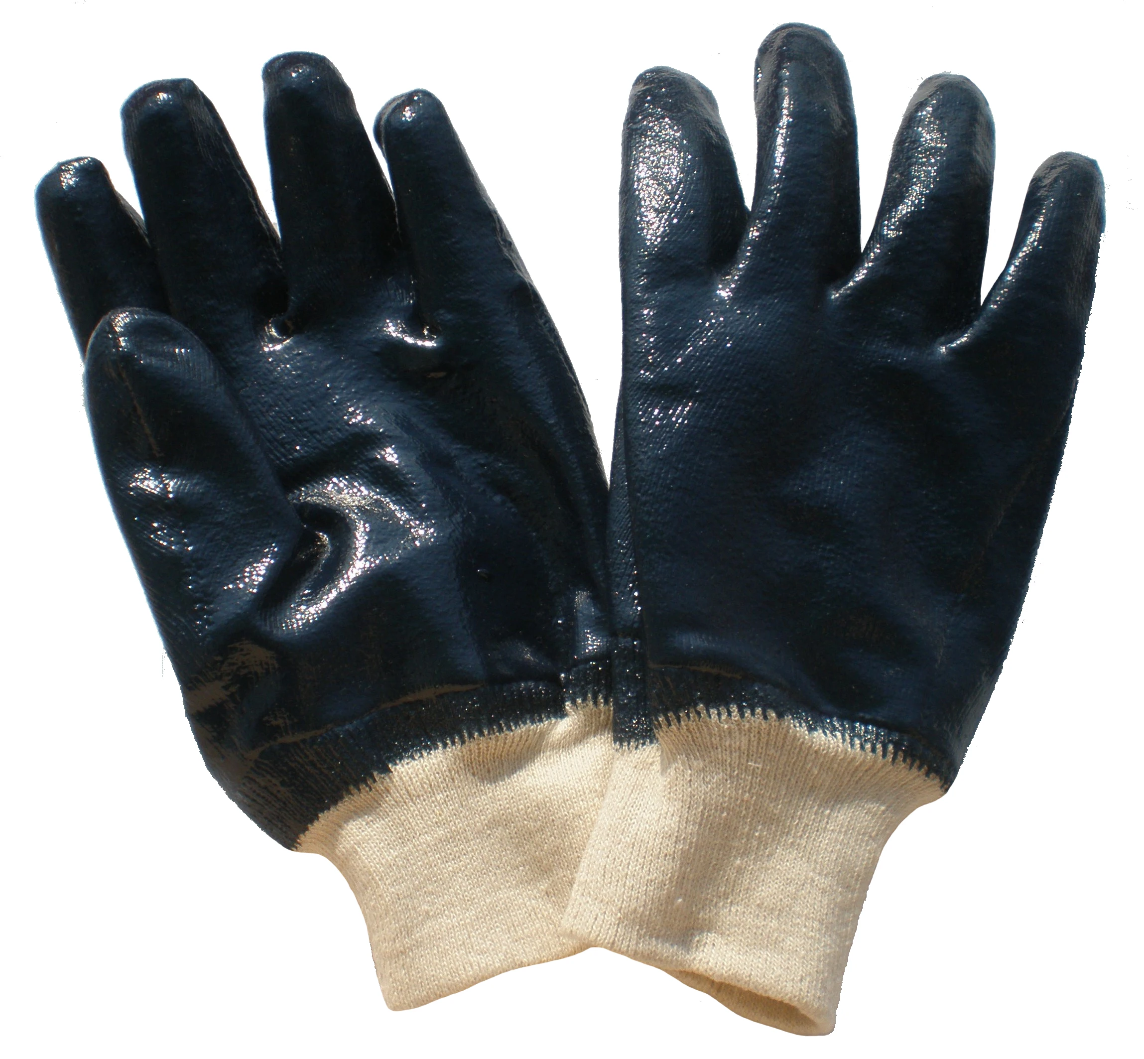 Heavy Duty Cotton Jersey Oil and Gas Resistant Proof Insulated Thermal Premium Blue Nitrile Safety Work Gloves