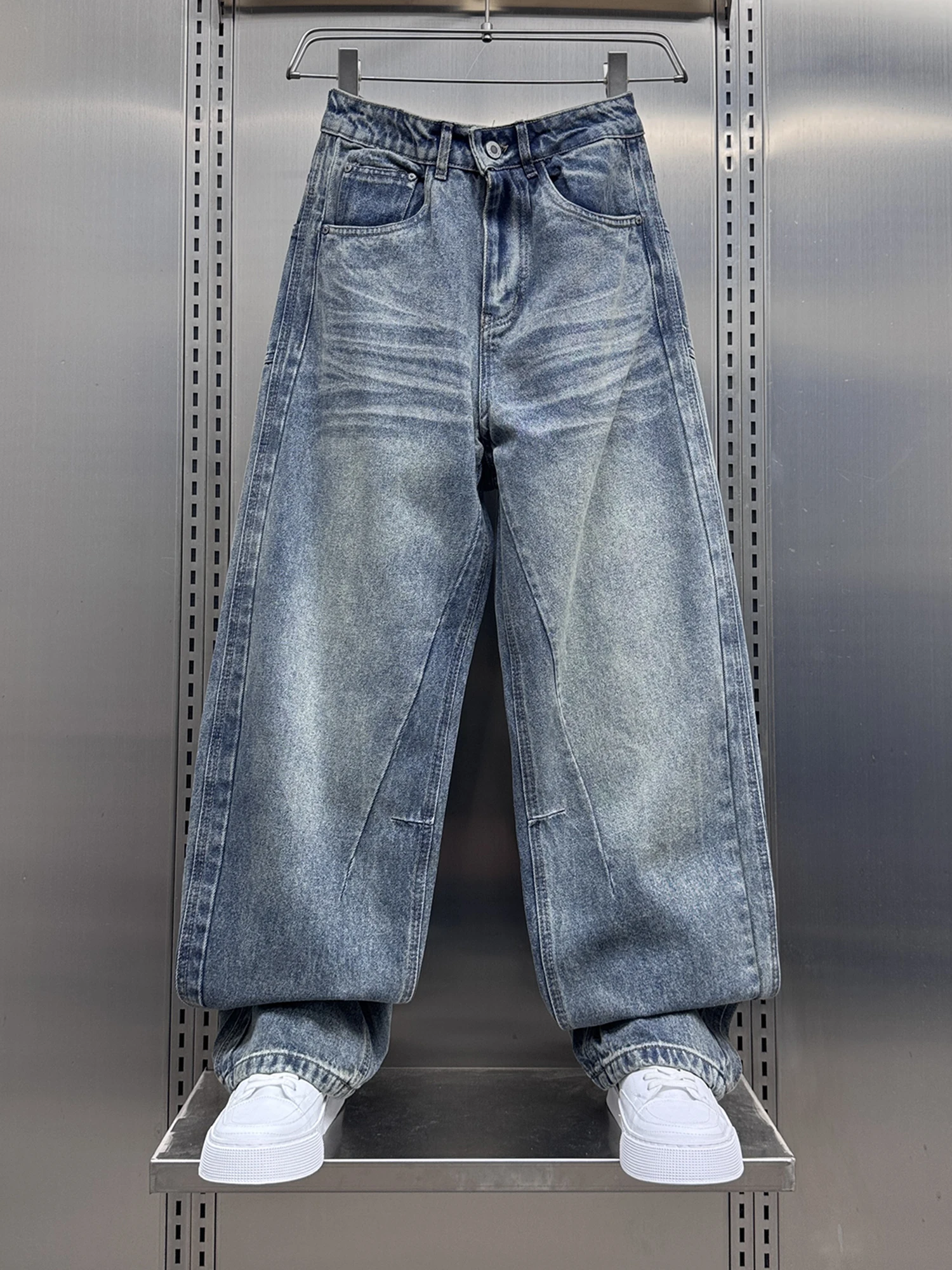 

Retro Washed American High Street Knife Jeans Men Loose Straight Casual Long Trousers Autumn 2025 New Style Street Fashion