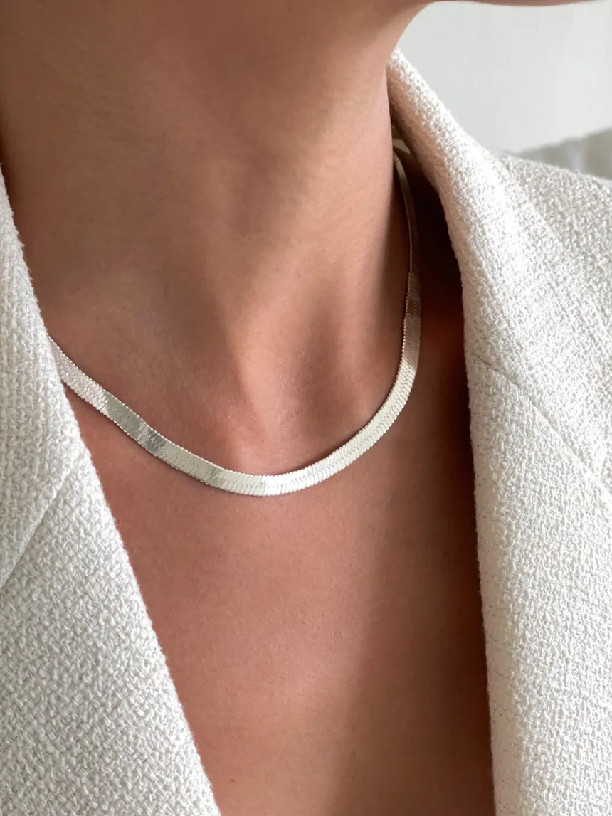 

925 Sterling Silver Snake Chian Choker Necklace Pure S925 Women Jewelry Punk Designer Runway Rare Gown Boho Japan Korean