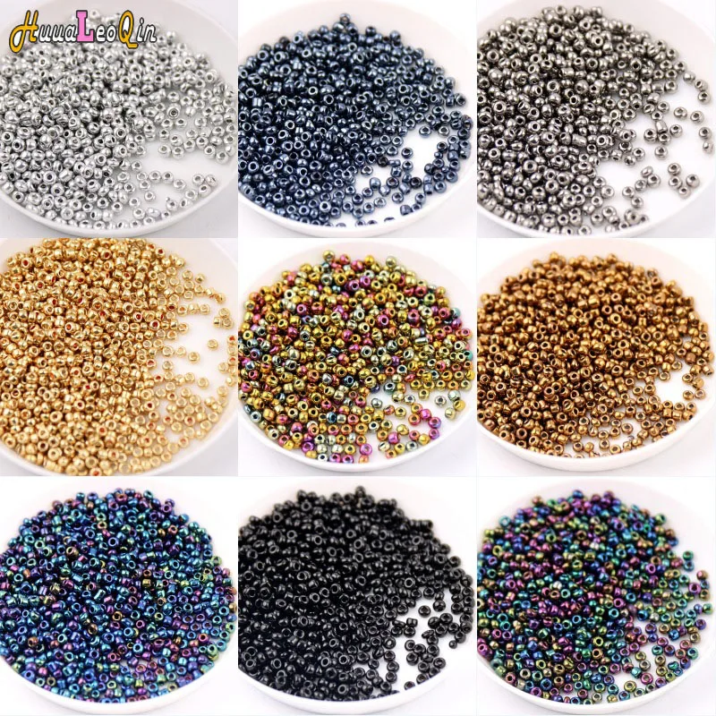 1000pcs 15/0 Multi-size Vintage Metallic Glass Beads Loose Spacer Seed Beads for Needlework Jewelry Making DIY Handmade Bracelet