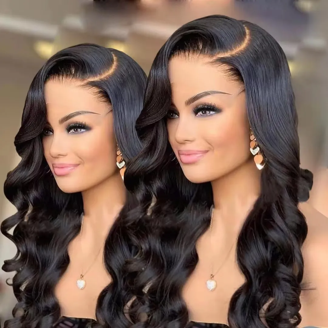 

Cheap body wavy wig human hair lace front Brazilian hair 360 full lace human hair wig 13X4 high definition lace front wig black