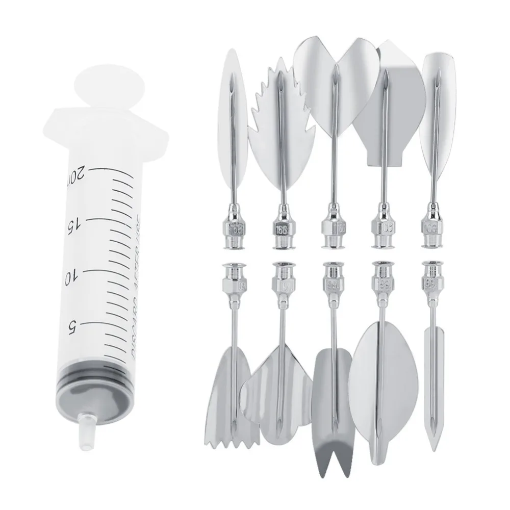 Stainless Steel Gelatin Jelly Mold Compact Blister-Pack Syringe-Style Applicator Gelatin Jelly Art Tool Set Elongated