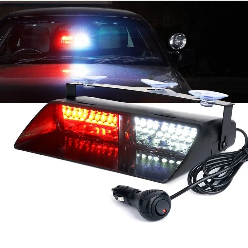 

16 LED Red/White Amber Police Strobe Flash Light Dash Emergency Flashing windshield Warning Light 12V Flash Strobe Light