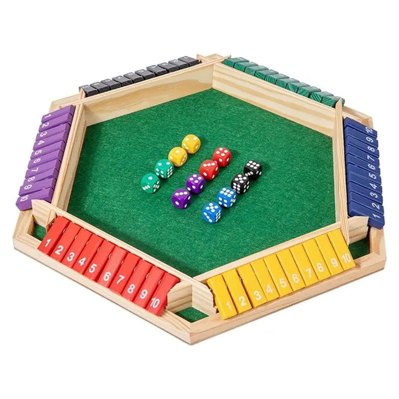 

Настольная игра Shut The Box A63T с 12 кубиками, деревянная семейная настольная математическая игра, для 2-8 игроков, для дома и вечеринок