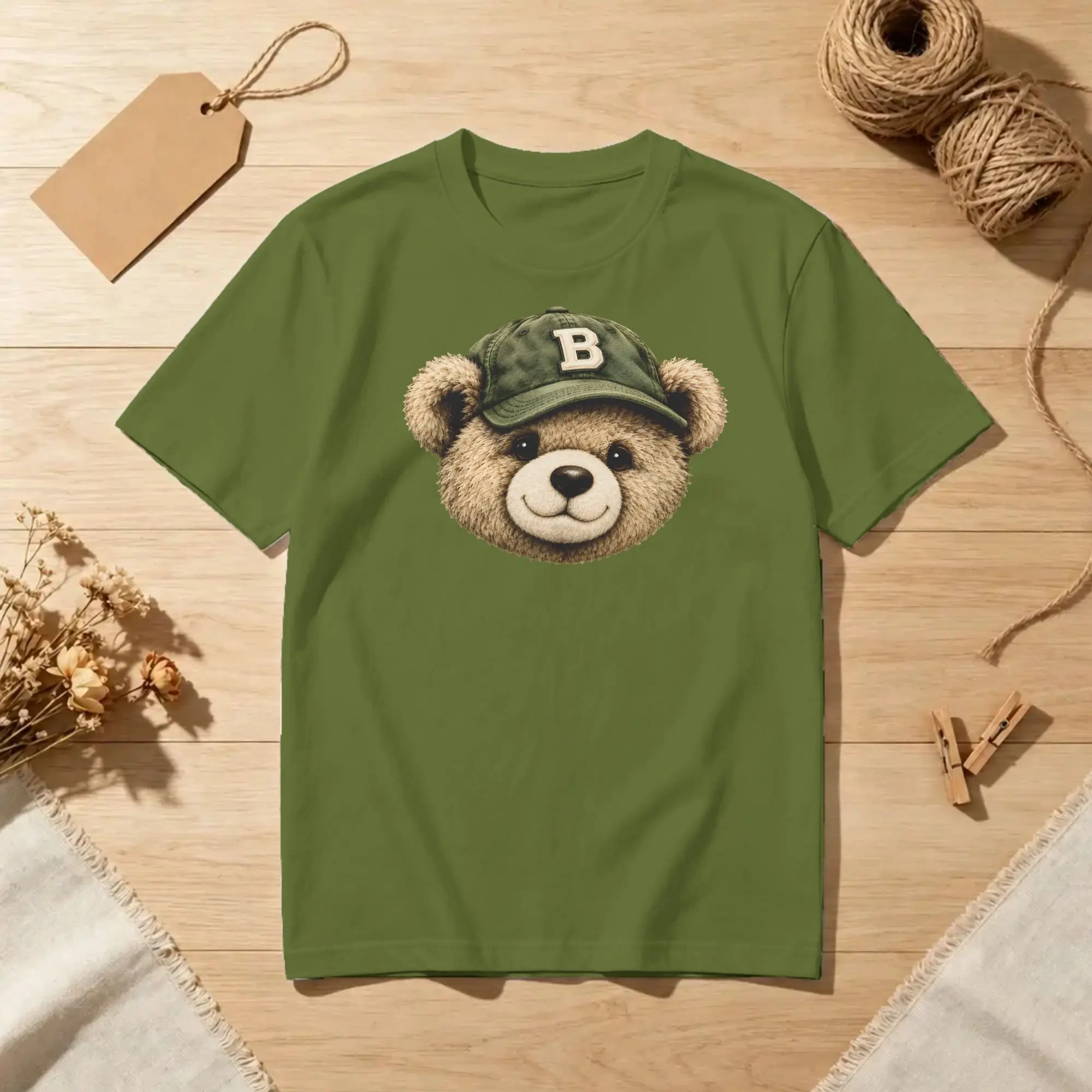 Camiseta con estampado de un oso de peluche y la letra B, diseño de mascota universitaria, para hombre y mujer. Camisetas de algodón 100 %, cuello redondo, manga corta, ropa de verano.