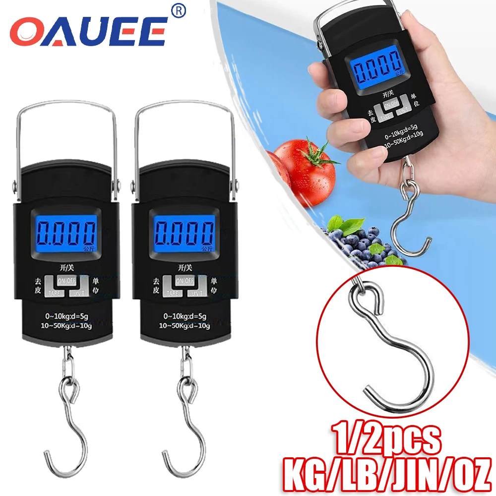 50kg/10g LED Electronic Digital Crane Scale Hanging Hook Fishing Travel Double Precision Luggage Weight Scale Balance Scalesled