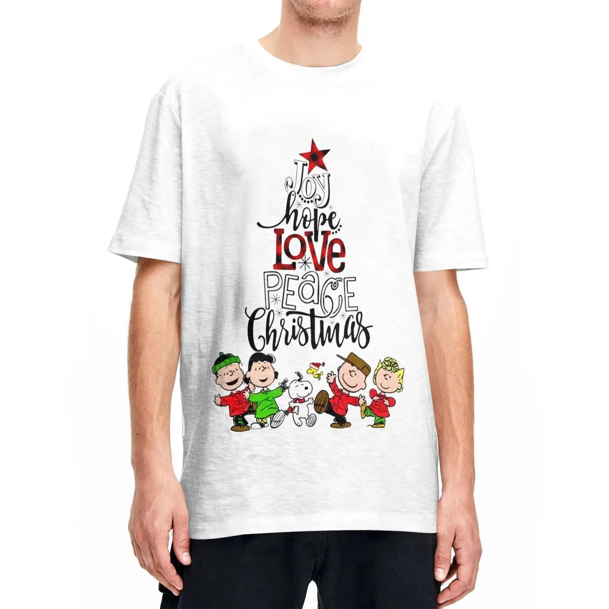 Men Women's T-Shirt Christmas Snoopy Cartoon T Shirts Popular Woodstock Peanuts Charlie Brown Beach Tee Shirt Cotton Clothing