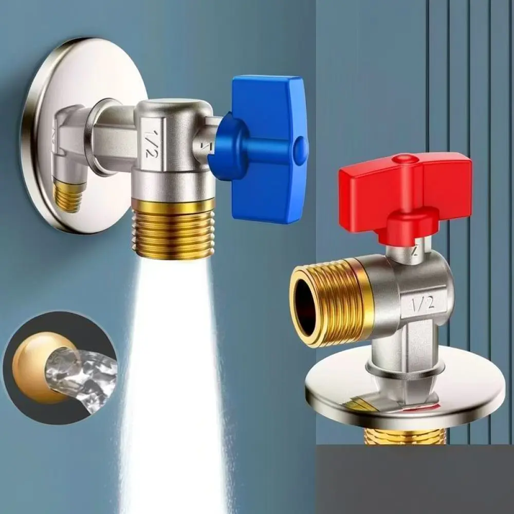Universal Brass Angle Valve High Flow Shutoff Tap Cold Hot Pipe Connector For Bathroom Kitchen Water Faucet
