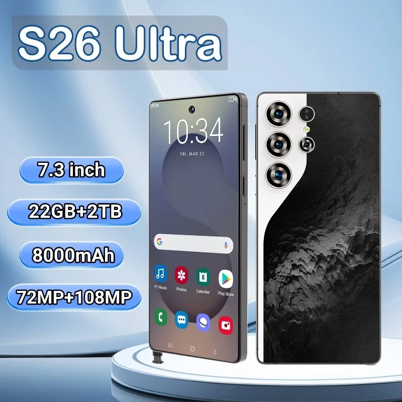 

HOT 2025 new S26 Ultra original intelligent 5G dual card dual standby Android 15 system global version phones 8000mAh battery