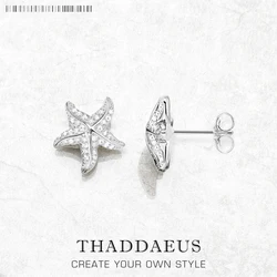 Starfish Pave Stud Earring Europe Style Fashion Trendy Jewelry For Women Girls Gift 925 Sterling Silver