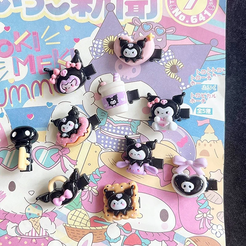 Sanrio-Clip de pico de pato Kawaii para niña, horquilla de dibujos animados de Anime Kuromi, pinza para el cabello, accesorios para el cabello