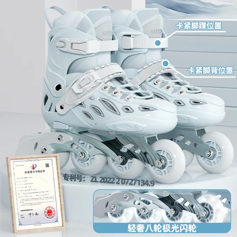 

Kids Roller Skates Adjustable Inline Skates Boys Girls Beginners Training Outdoor Skating Shoes Durable Flash Wheels