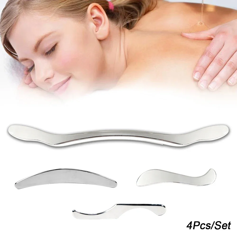 

4Pcs Muscle Scraper Tools Set Stainless Steel Gua Sha Scraping Massage Tool Set IASTM Tools Great Soft Tissue Mobilization Tool