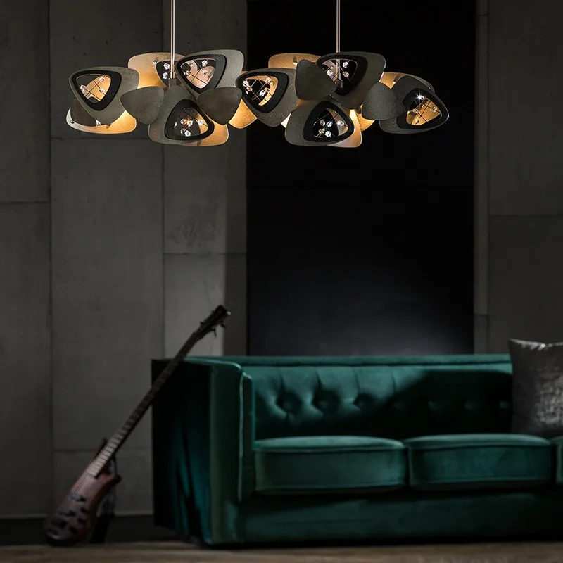 Italian designer restaurant light luxury crystal chandelier, post-modern art bar counter personalized long creative lamps
