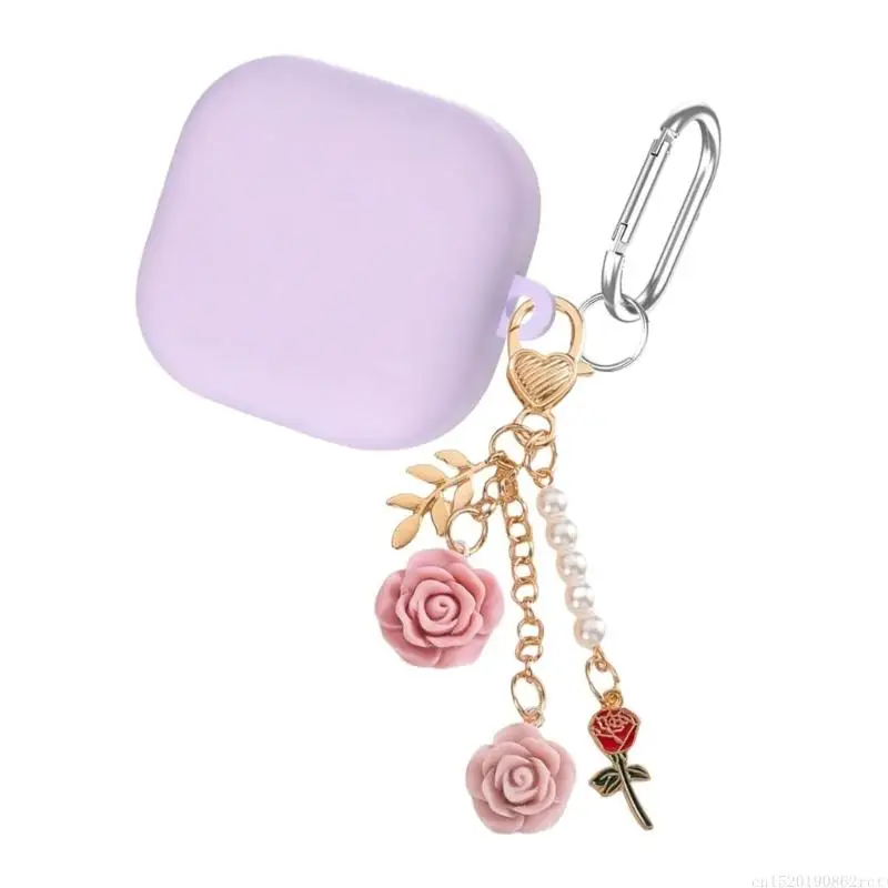 D5BB Soft Elastics Silicone Protective Sleeve For Buds 4 And 4Pro Wireless Earphones Case With Flower Pendants