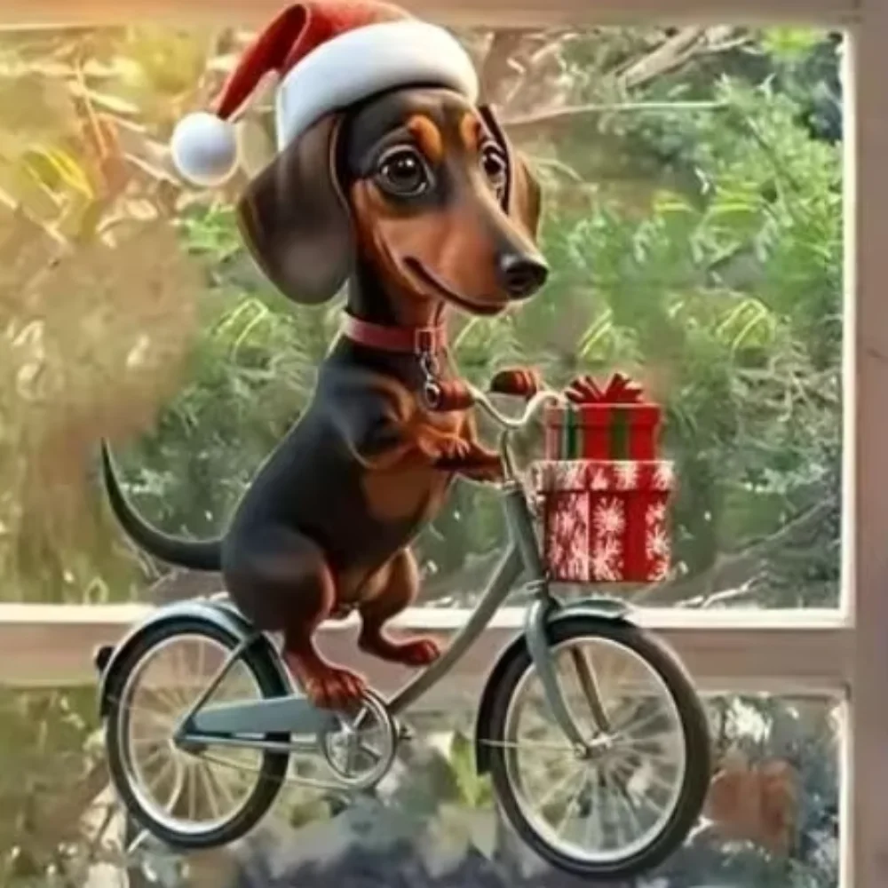 Lovely Acrylic Acrylic Dachshund 8cm Multicolor Flat Bike Puppy Ornaments Home Decoration