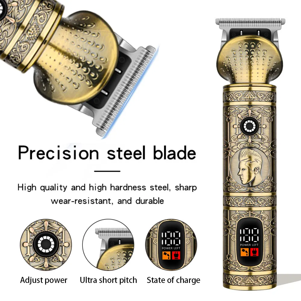 Триммер для волос HIENA T9, машинка для стрижки волос, профессиональная машина для стрижки волос, металлическая винтажная беспроводная машинка для стрижки волос со съемным лезвием для мужчин