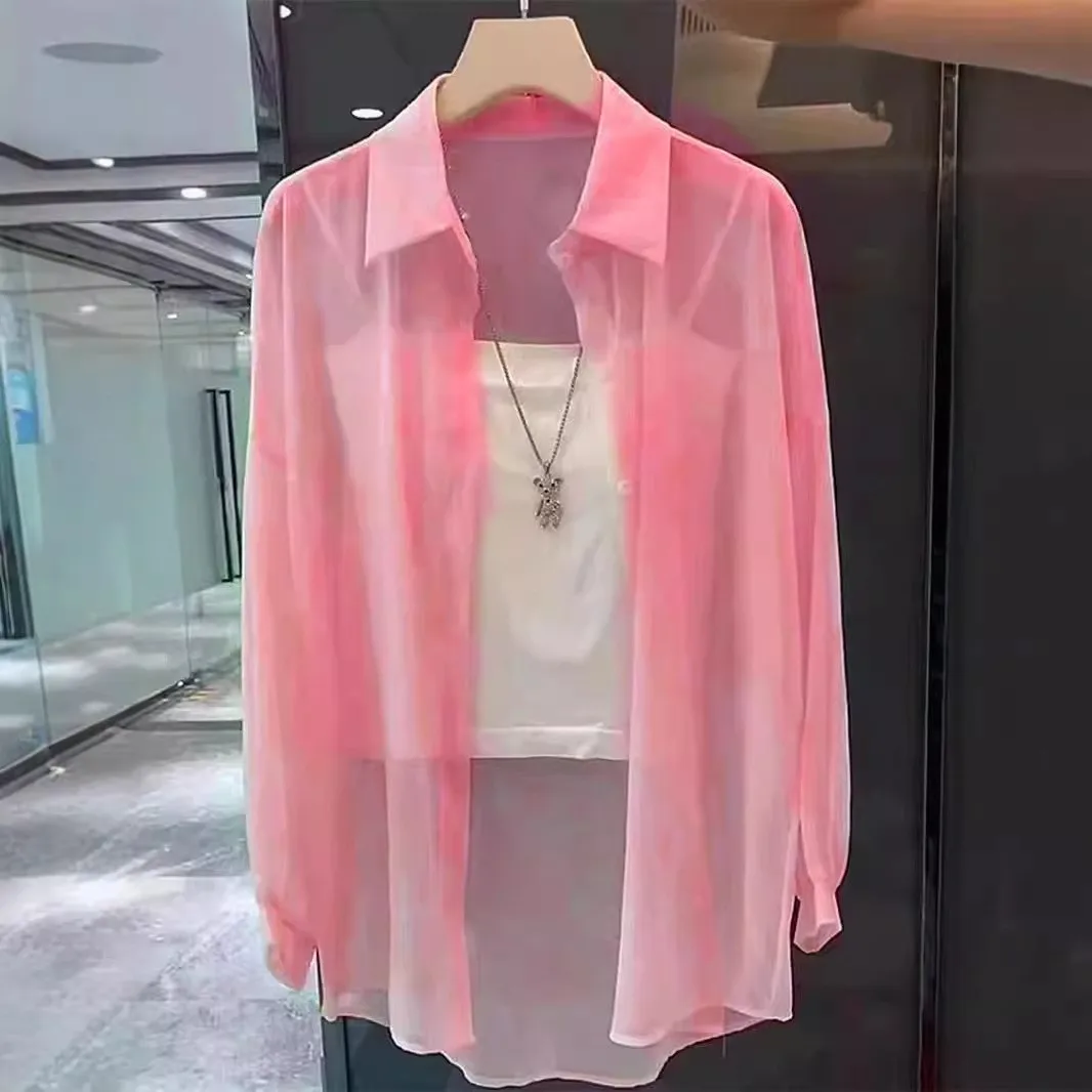 Casual Loose Fit Shirt Midi Length Elegant Commuter with Regular Sleeve Spring Notched Collar Mercerized Finish Women Blouse 3