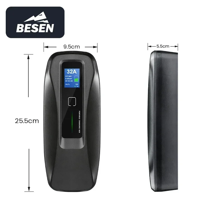 2025 Hot Sell BESEN Max 40A 32A EV CHARGING BOX 7.2kW 8kW PORTABLE ELECTRIC VEHICLE CHARGER with LCD SCREEN