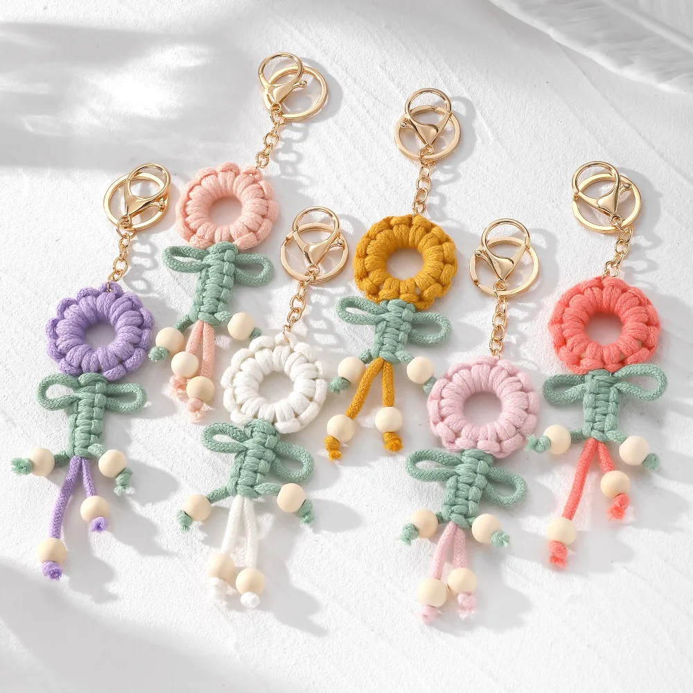 Cute flower keychain bag pendant hand woven pendant decoration