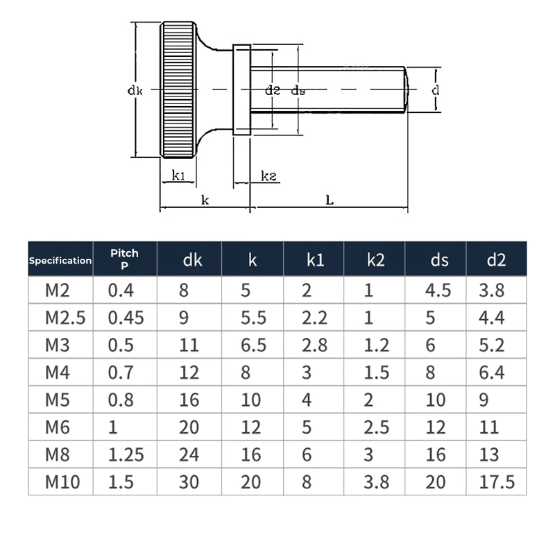 M2 M2.5 M3 M4 M5 M6 M8 M10 GB834 304 Stainless Steel Knurl High Step Head Hand Tighten Thumb Screw Curtain Wall Glass Thumb Bolt