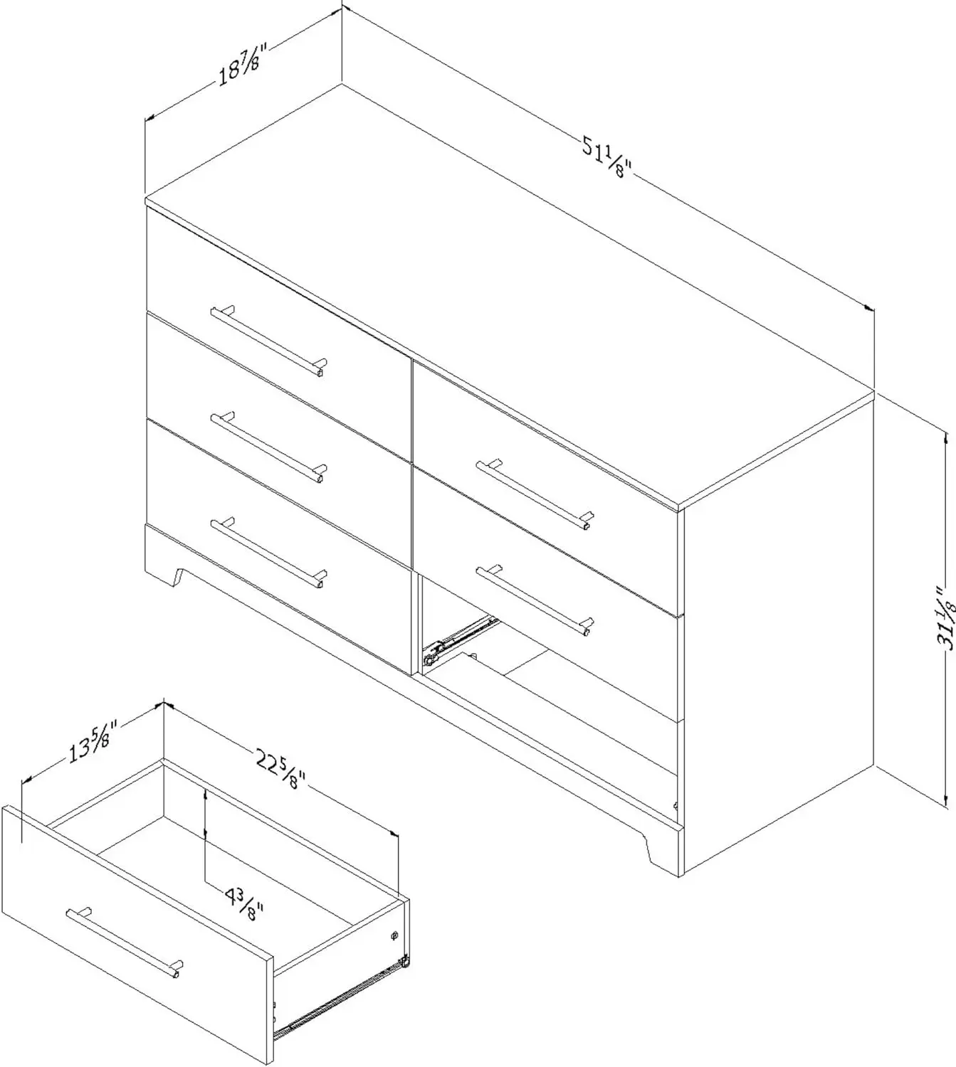 South Shore Primo 6-Drawer Double Dresser, Rustic Oak