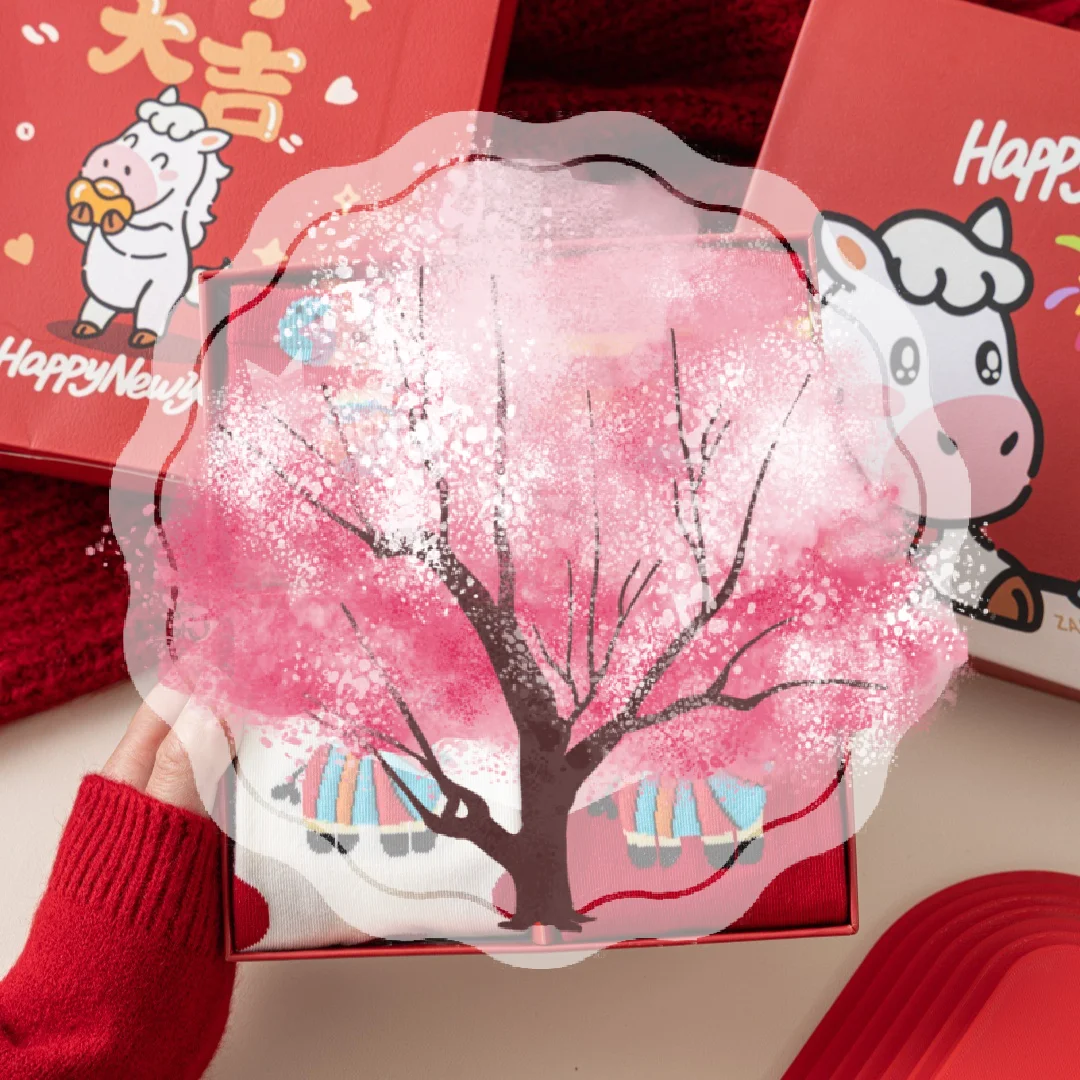 

1Pair New Year Lucky Red Socks For Men Women Autumn Winter Warm Mid-Tube Socks Cartoon Pony Horse Socks Christmas Gifts