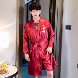 Silks Nightgown Shorts Two-piece Set Mens Kimono Robe Bathrobe Pajama Set Printed Luxury Branded Loungewear Homewear New