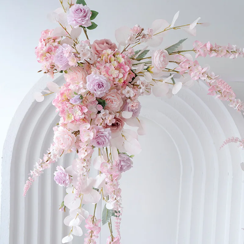 Autumn pink wedding decoration simulated flower flower arrangement KT board arrangement marriage proposal birthday banquet