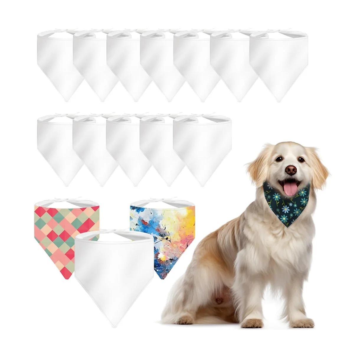 36 PCS Sublimation Blank Dog Bandana,DIY Holiday Dog Scarf, Sublimation Triangle Bib Handkerchief Dog Tags Blanks