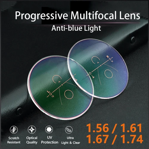 Imagen 1 del producto Lente Multifocal ultrafina HD, antirreflejos, antiarañazos, HMC, antirayos azules, 1,56/1,61/1,67/1,74, 1 par