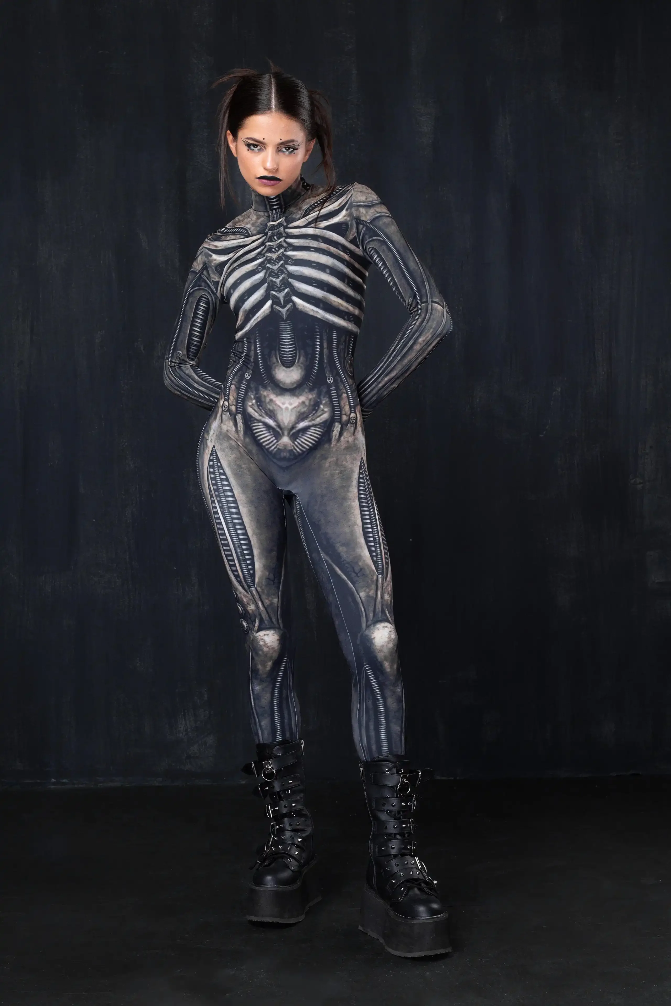 Männer Frauen 3D Maschine Skelett Zentai Bodysuit Punk Overall Halloween Party Karneval Cosplay Kostüm Leistung Strampler