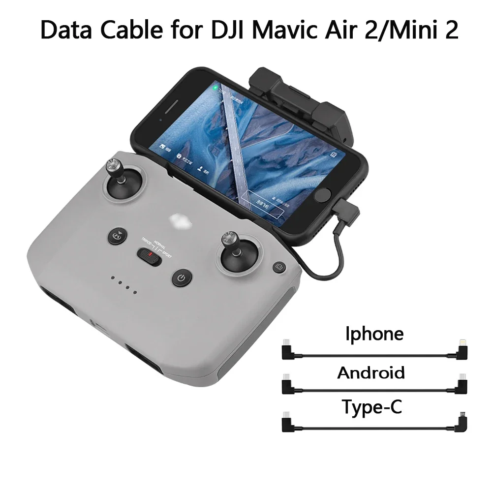 BRDRC Data Cable for DJI Mini 4K RC-N1/Mini 2/Mini 3 Pro/2S/Mavic 3 Cable Android Type-C Iphone Adapter Connector Remote Control