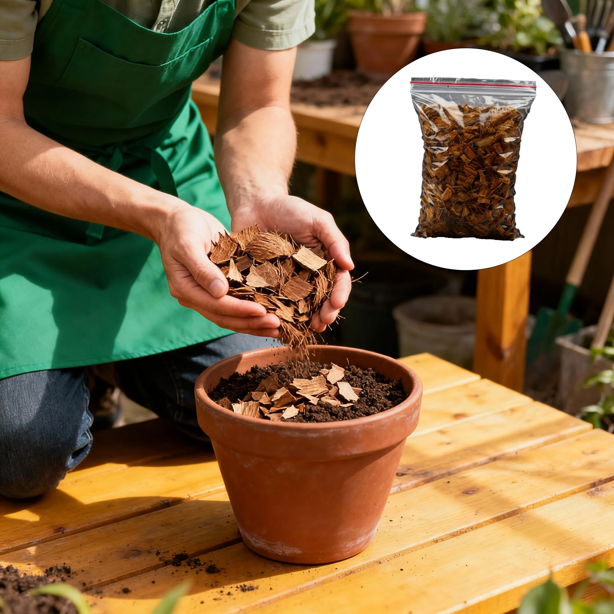 

Coconut Shell Fiber: Natural High-Quality Planting Material, Suitable For Indoor And Outdoor Use, Excellent Garden