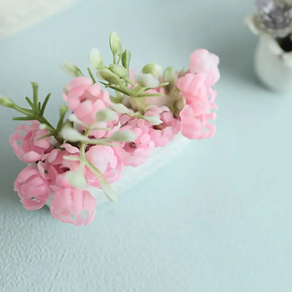 

1/6 1/8 Dollhouse Flower Bonsai Babysbreath Jasmine Ceramics Flower Pot Miniature Potted Plants Fairy Garden Playing House