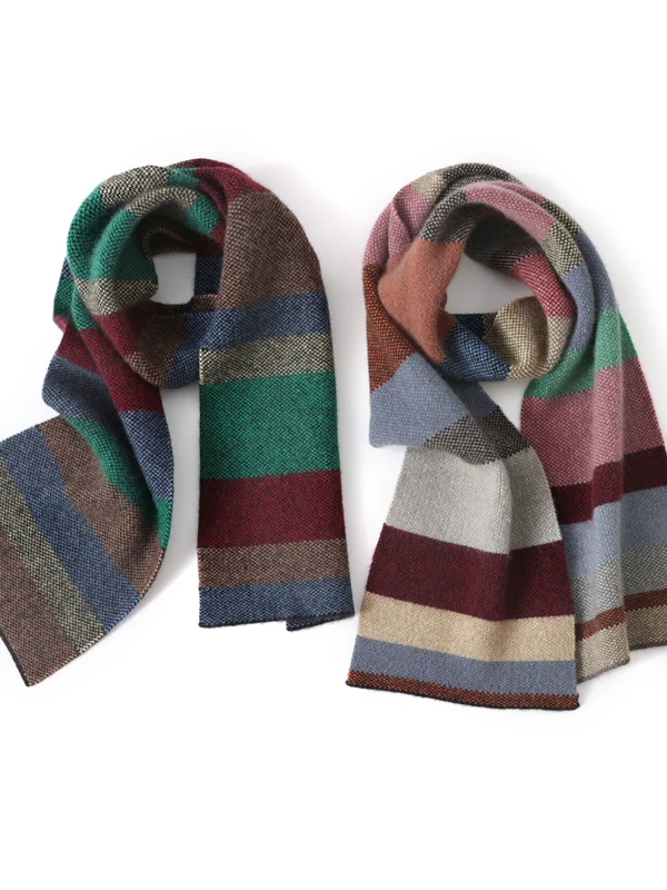 Dopamine Colored Stripes Knitted Small Scarf Women Winter Korean Style Warm Short Fashion Neck Protection Neck Warmer