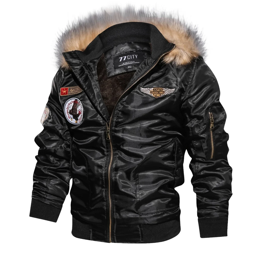 Blouson aviateur à capuche pour hommes, vestes de pilote Smile, parkas d\'hiver, armée, moto, CombCargo, taille EUR, optique