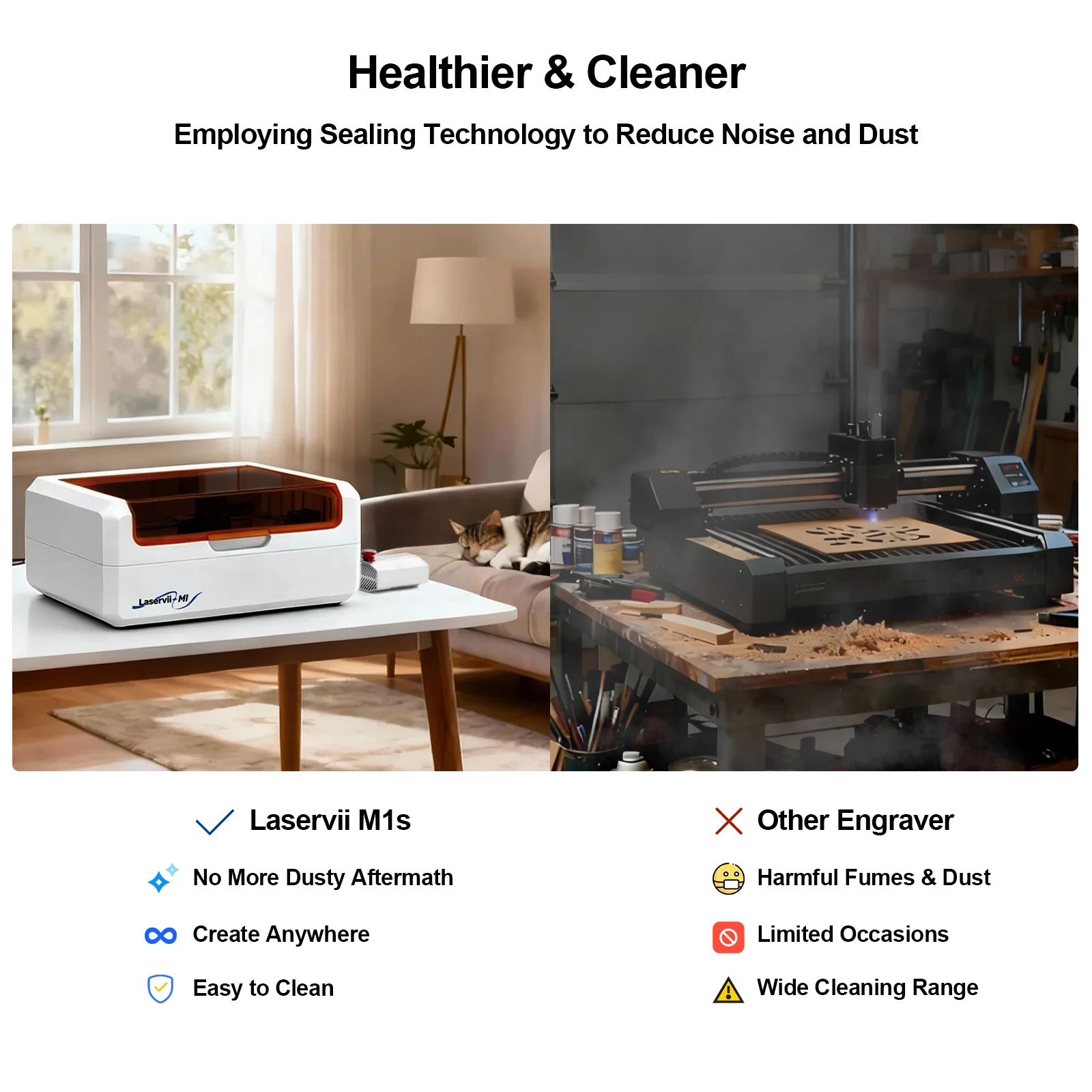 LaserVii 7W/12W/IR 2W Safety Desktop Laser Cutting Machine Enclosed Laser Engraver for Wood Acrylic Leather MDF DIY