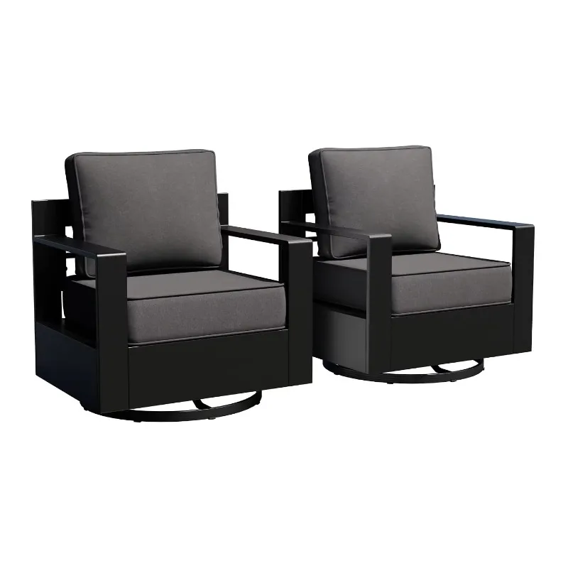 Aluminum Outdoor Swivel Rocker Patio Chairs Set of 2, All-Weather Metal Outdoor Chair with 6 Inch Thick Cushions,Customized