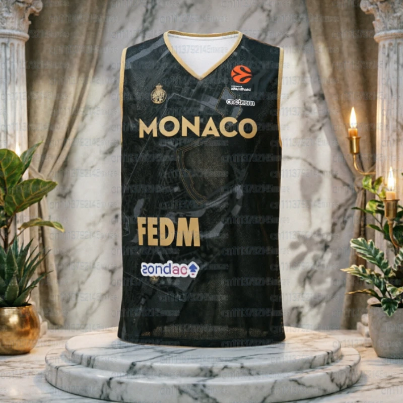 2026 3D Printed AS Monaco Basketball Suit, Basketball Sports Vest, Basketball Training Suit, Fan Exclusive Home Matching Jersey