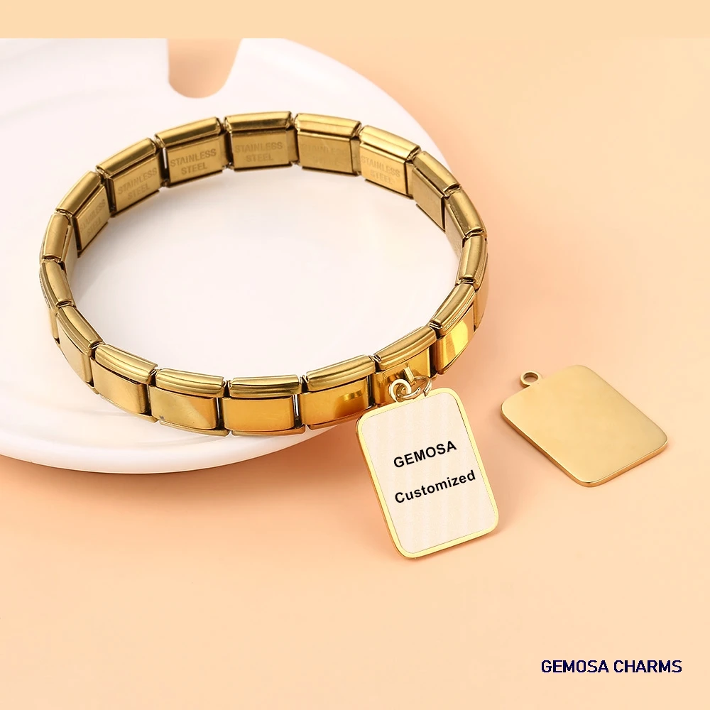 2026 تصميم مربع قلادة مخصصة الليزر والصورة مخصص الإيطالية سحر ربط صالح 9 مللي متر سوار مجوهرات هدايا #4