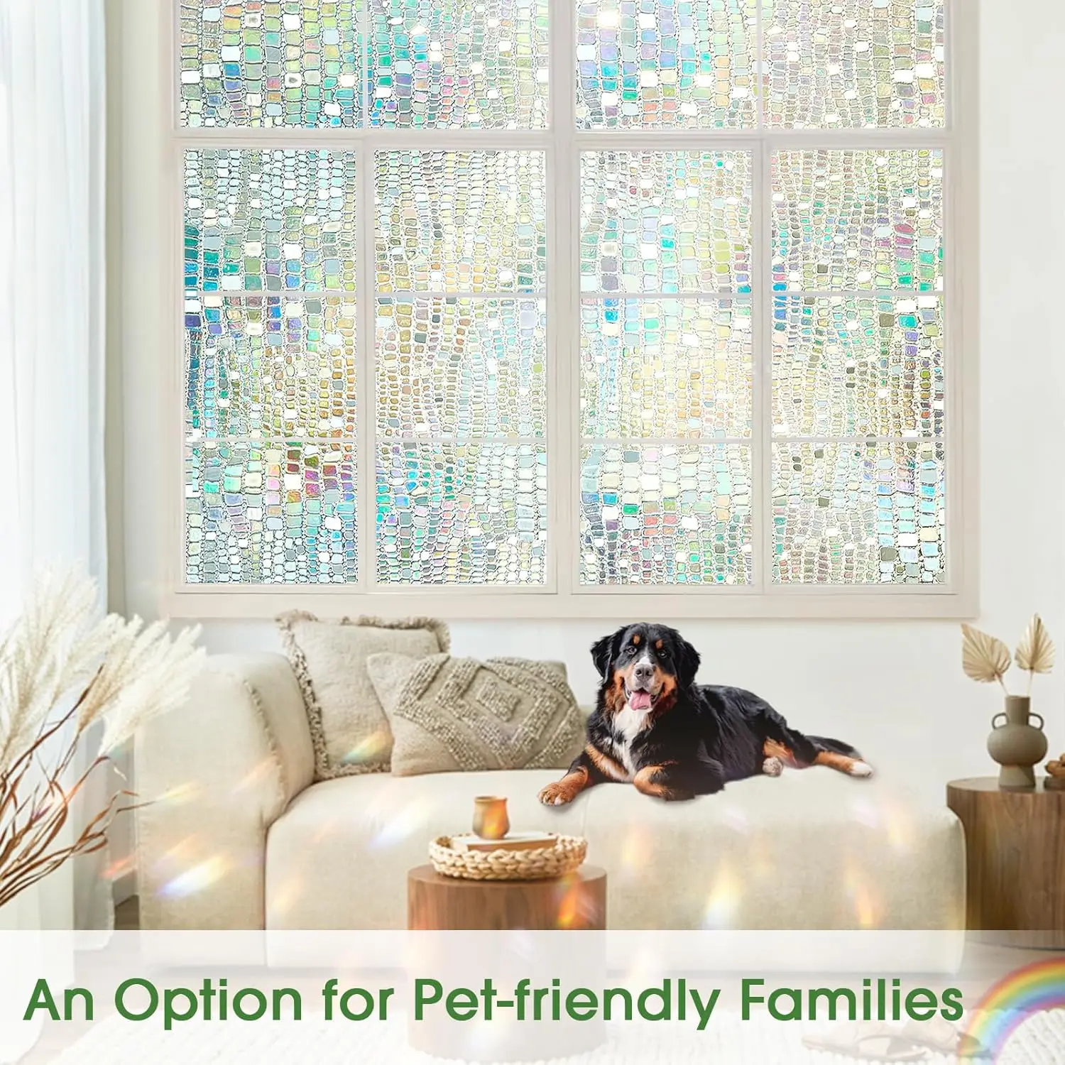 300/500cm Long Stained Glass Window Film 3D Rainbow Decorative Static Film for Home Door Vinyl