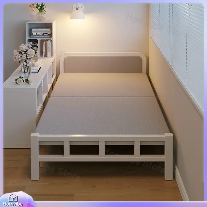 Folding Bed with Thickened Steel Frame Soft Rest Simple Single Bed for Home Rental Office Duty Lunch Break