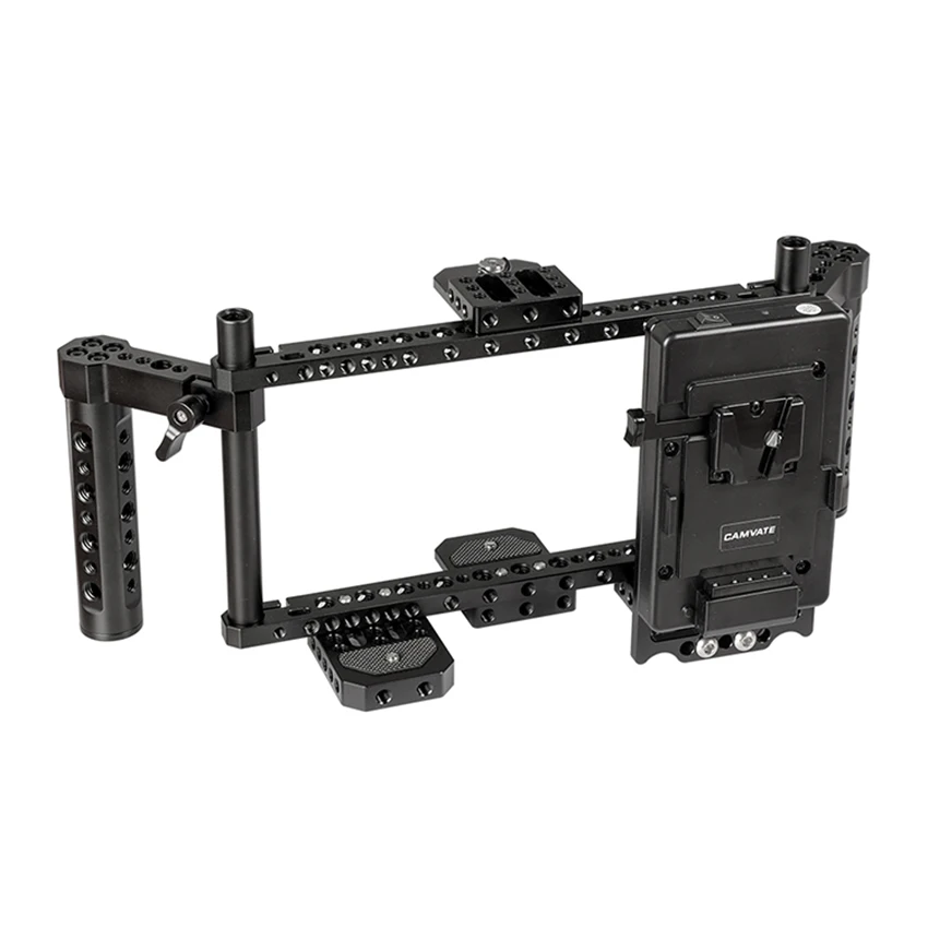 CAMVATE Adjustable Camera Monitor Cage Rig With Dual Cheese Handle & Power Supply Splitter C2154 camera monitor accessory