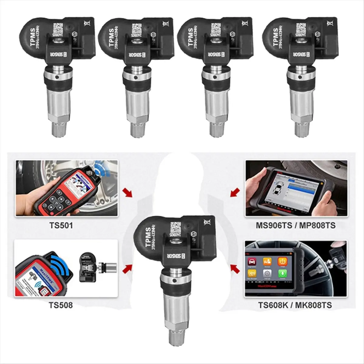 Super Sale 4Pcs Programmable MX Sensor for Autel Tool TS408 TS508 ITS600 315MHZ+433MHz 2 in 1 TPMS Tire Pressure Sensor Monitor
