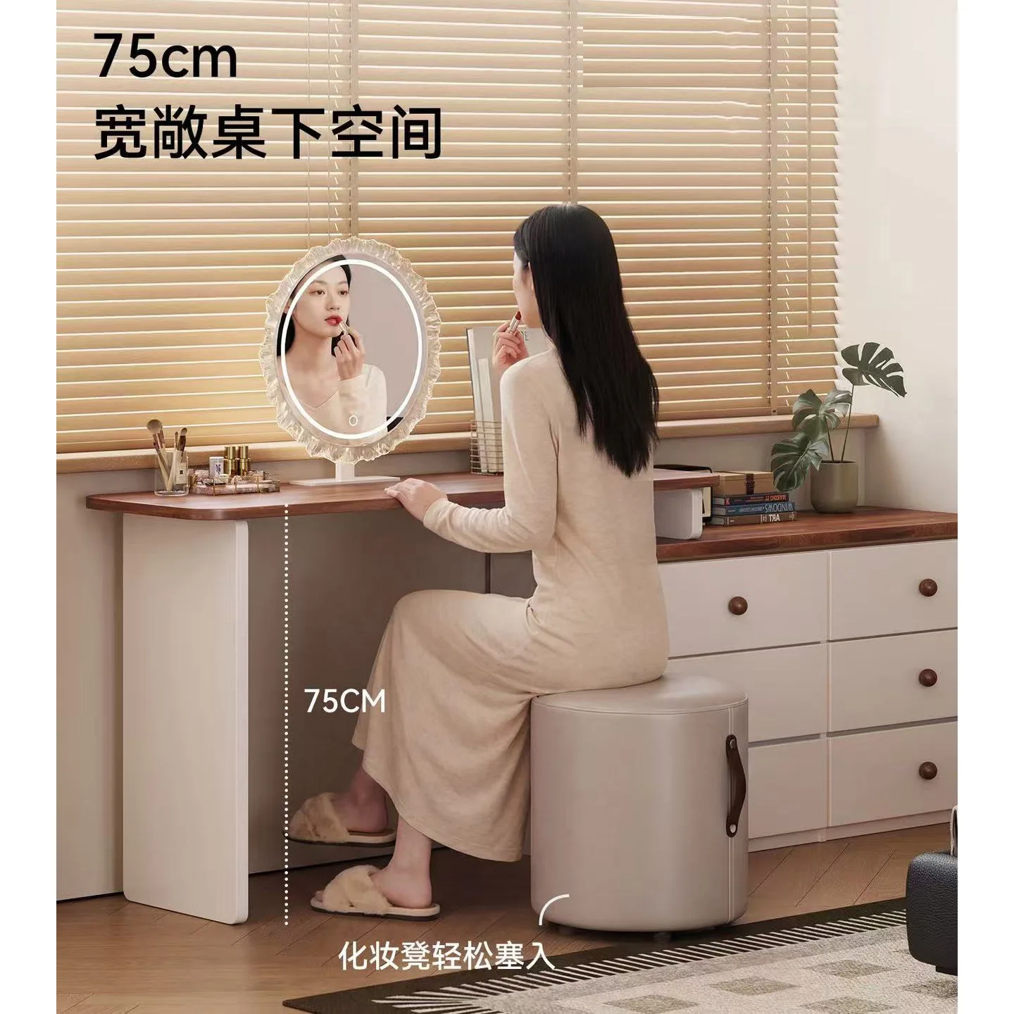 Dresser, chest, integrated retro makeup table, mirror, bedroom storage cabinet, storage, bedside cabinet