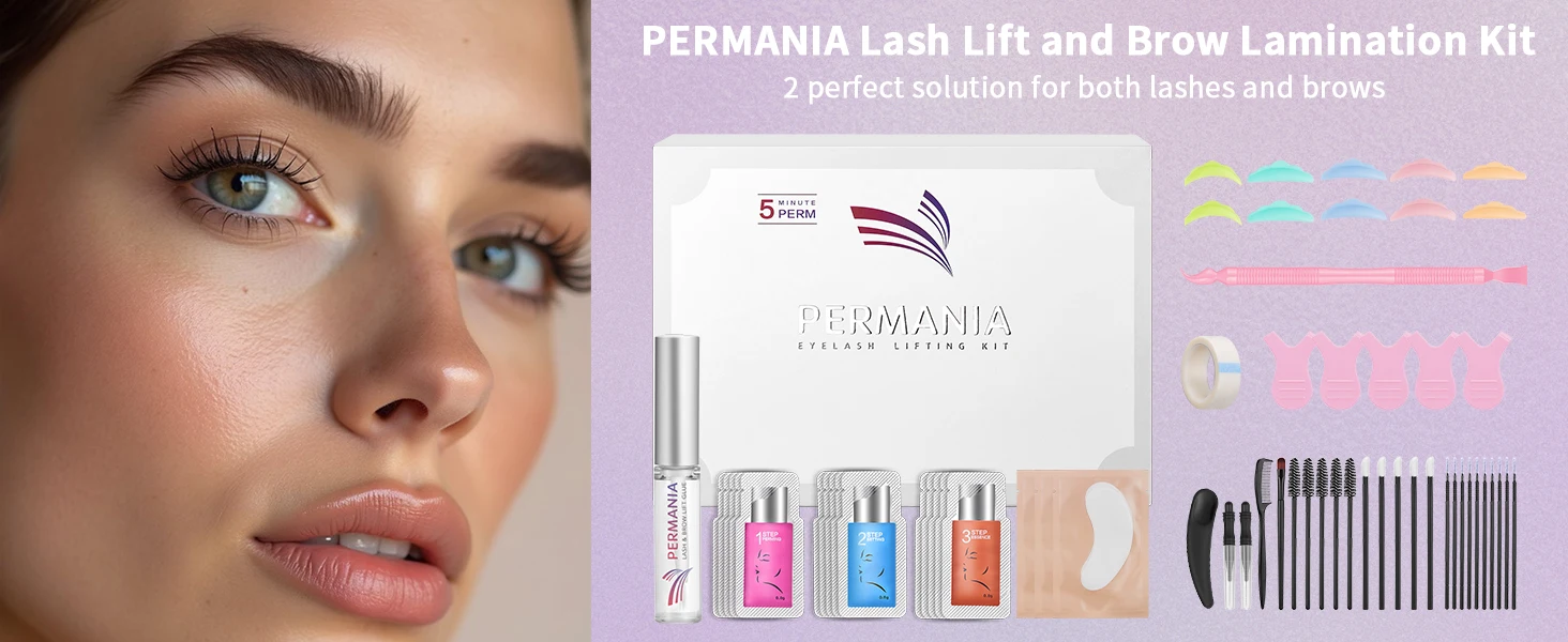 PERMANIA 15Pcs Lash Lift Kit Fast Eyelash Lifting 5 Minutes With Strong Glue Disposable Sachet Lash Lifting Kit Last 6 Weeks