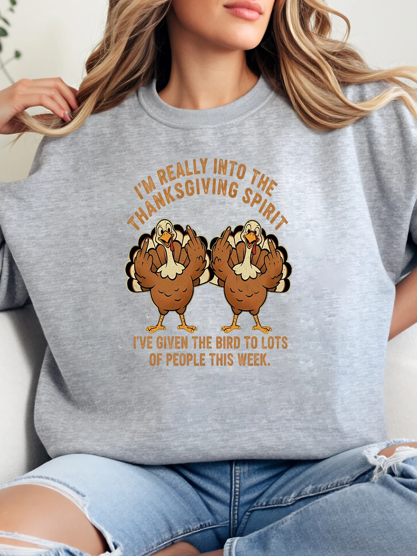 

Женская толстовка с круглым вырезом и принтом из Турции и Дня Благодарения, свободная посадка, осень-зима, большие размеры